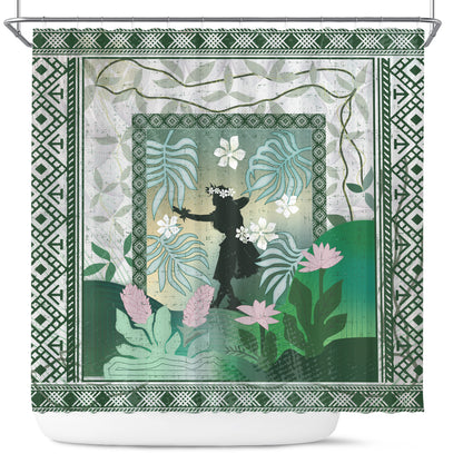 Hawaii Shower Curtain Hawaii Girl Hula Dancers With Tropical Flowers