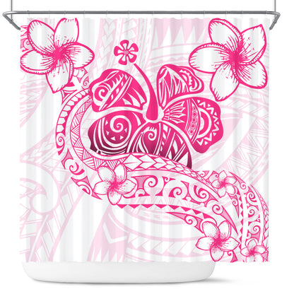 Hawaii Shower Curtain Pink Hibiscus And Plumeria Flowers Polynesian Decor