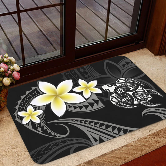 Hawaii Door Mat Hawaiian Turtle Honu Plumeria Tribal Tattoo
