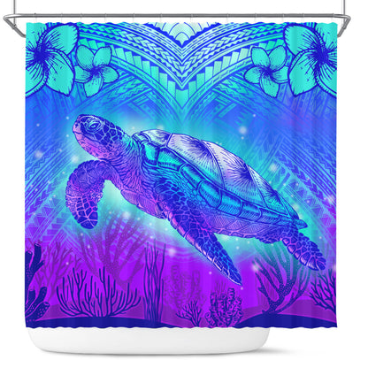Hawaii Shower Curtain Turtle Underwater Sea Polynesian Style