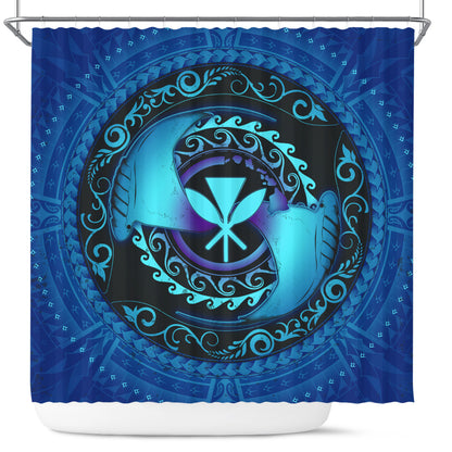 Hawaii Shower Curtain Manta Ray Couple Polynesian Ocean Style