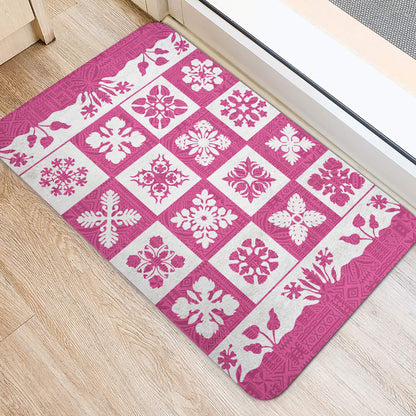 Hawaii Door Mat Pink Hawaii Pattern Polynesian Color