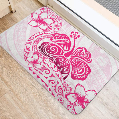 Hawaii Door Mat Pink Hibiscus And Plumeria Flowers Polynesian Decor
