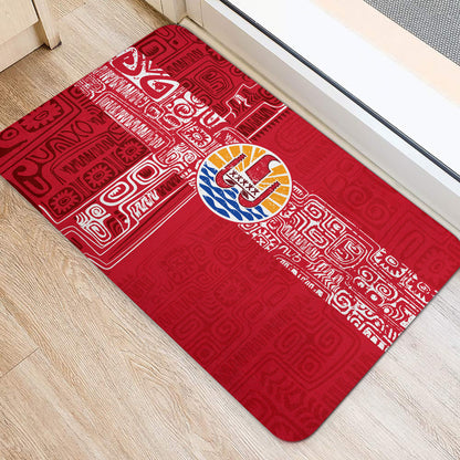 Tahiti Door Mat French Polynesia Pattern Vintage Style