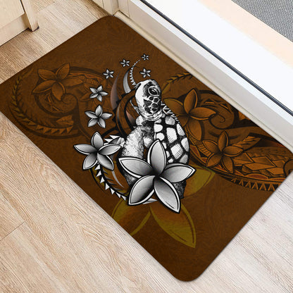Hawaii Door Mat Sea Turtle With Plumeria Polynesian Patterns Retro Style