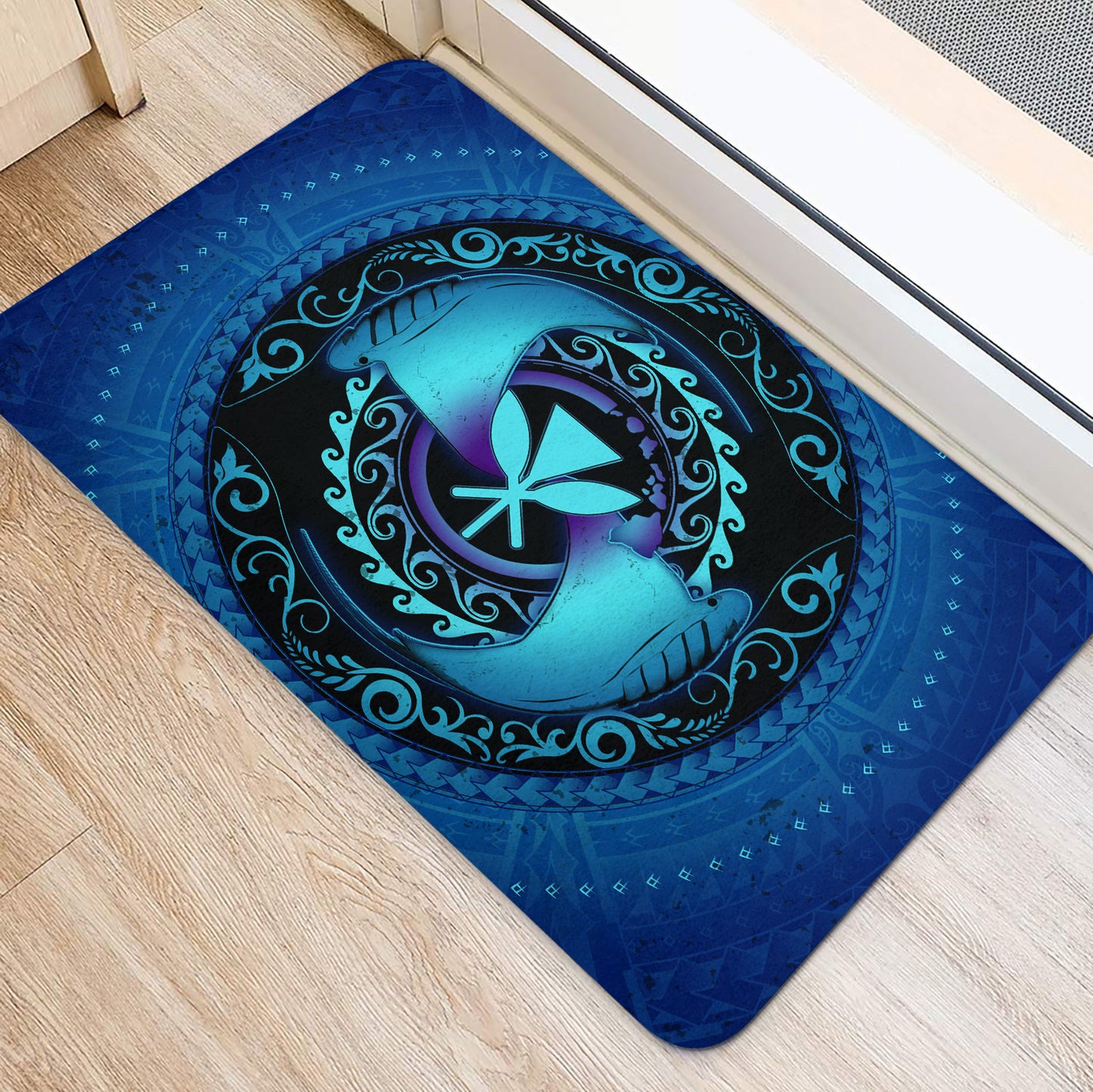 Hawaii Door Mat Manta Ray Couple Polynesian Ocean Style