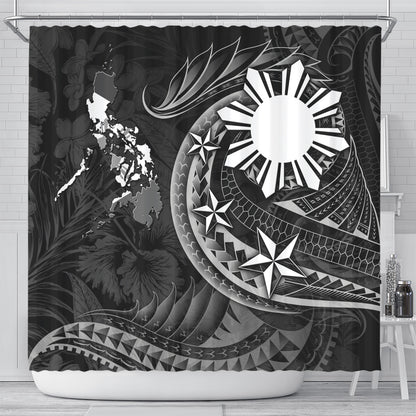 Philippines Filipinos Shower Curtain Philippines Sun Tribal Patterns Tropical Flowers Curve Style