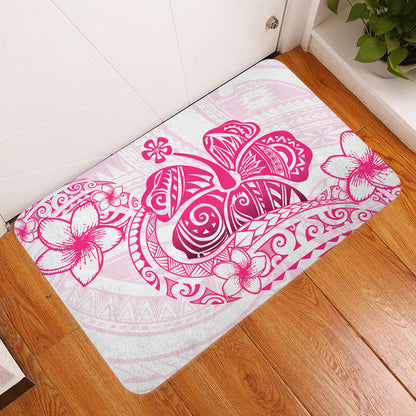Hawaii Door Mat Pink Hibiscus And Plumeria Flowers Polynesian Decor