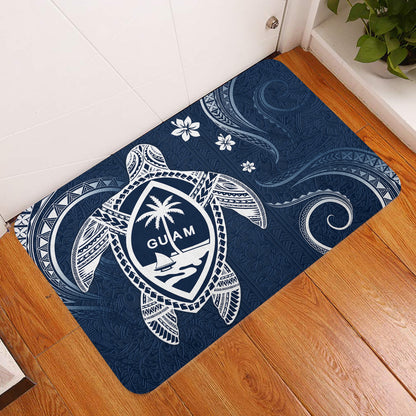 Guam Door Mat Turtle Polynesian Pattern Blue Ver