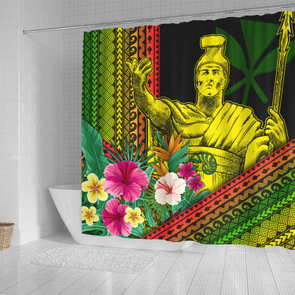 Hawaii Shower Curtain King Kamekameha Kanaka Maoli Polynesian Pattern