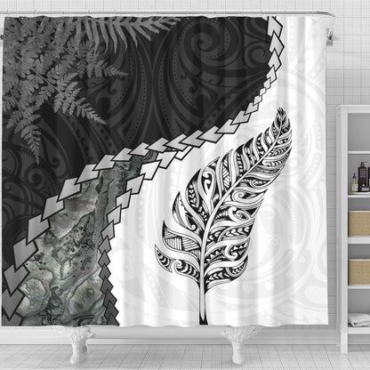 New Zealand Shower Curtain Silver Fern Maori Pattern
