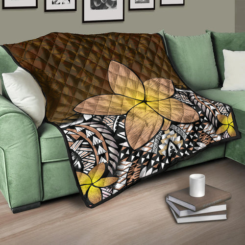 Hawaii Premium Quilt Hawaii Plumeria Polynesian Traditional Patterns Vintage Version