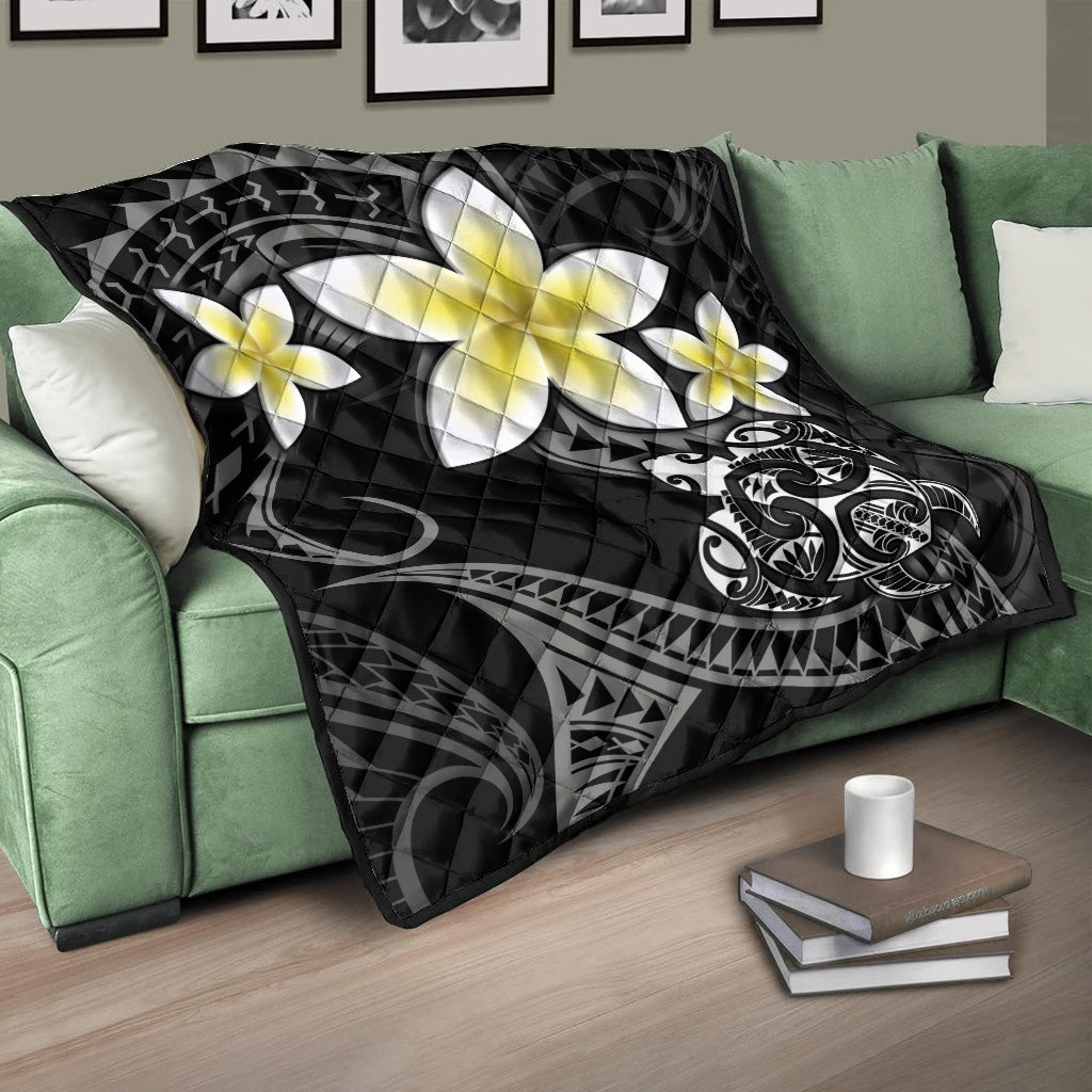 Hawaii Premium Quilt Hawaiian Turtle Honu Plumeria Tribal Tattoo