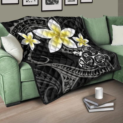 Hawaii Premium Quilt Hawaiian Turtle Honu Plumeria Tribal Tattoo