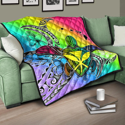 Hawaii Premium Quilt Hawaii Map And Turtle Tribal Patterns