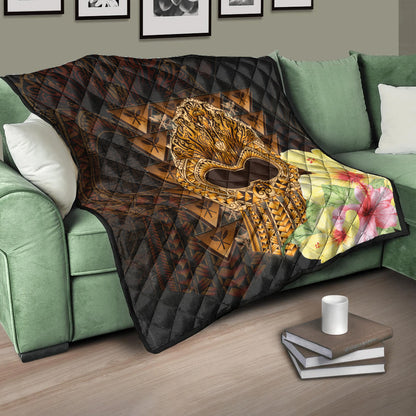 Hawaii Premium Quilt Ikaika Hawaiian With Hibiscus Flowers Retro Style