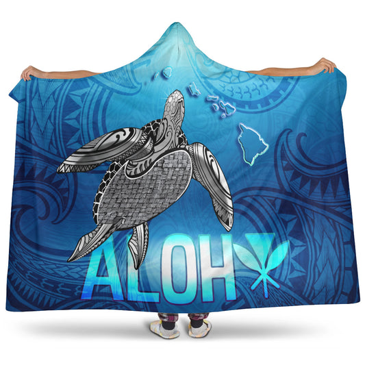Hawaii Hooded Blanket Aloha Turtle Ocean Style