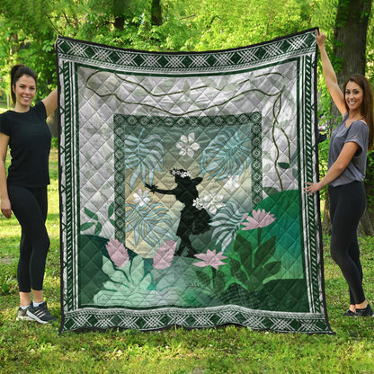 Hawaii Premium Quilt Hawaii Girl Hula Dancers With Tropical Flowers