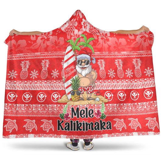Hawaii Hooded Blanket Mele Kalikimaka Merry Christmas Tree Pineapple Tropical