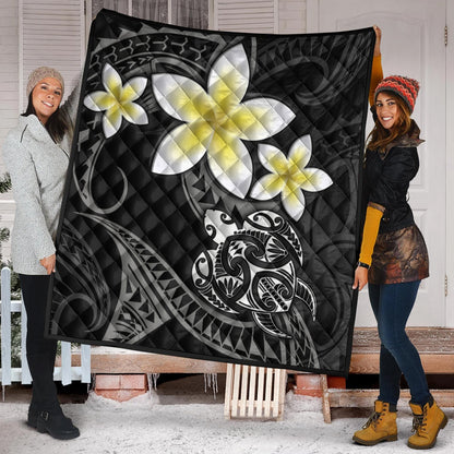 Hawaii Premium Quilt Hawaiian Turtle Honu Plumeria Tribal Tattoo