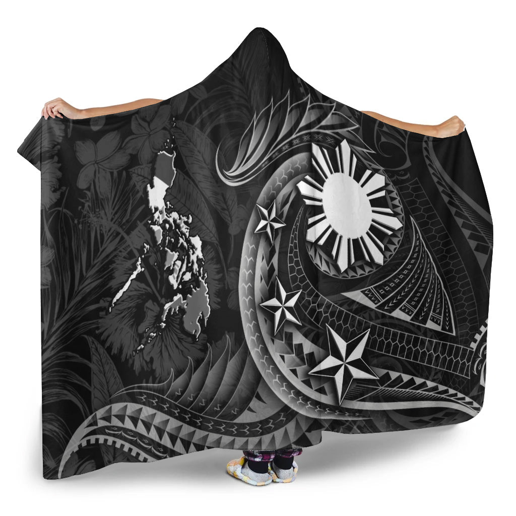Philippines Filipinos Hooded Blanket Philippines Sun Tribal Patterns Tropical Flowers Curve Style