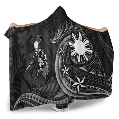 Philippines Filipinos Hooded Blanket Philippines Sun Tribal Patterns Tropical Flowers Curve Style