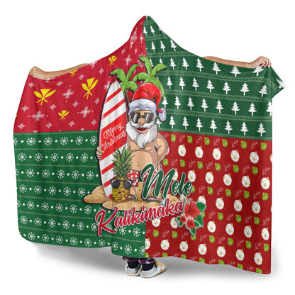 Hawaii Hooded Blanket Mele Kalikimaka Hawaii Christmas Patterns