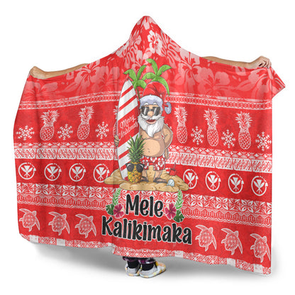 Hawaii Hooded Blanket Mele Kalikimaka Merry Christmas Tree Pineapple Tropical