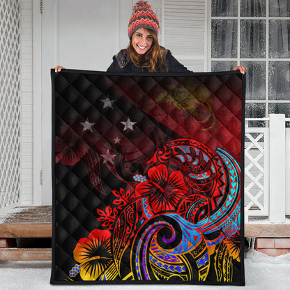 Papua New Guinea Premium Quilt Birds Of Paradise With Flag Color Style