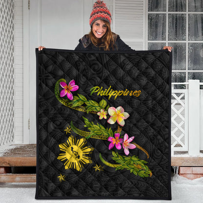Philippines Filipinos Premium Quilt Philippines Sun And Map Plumeria Tribal