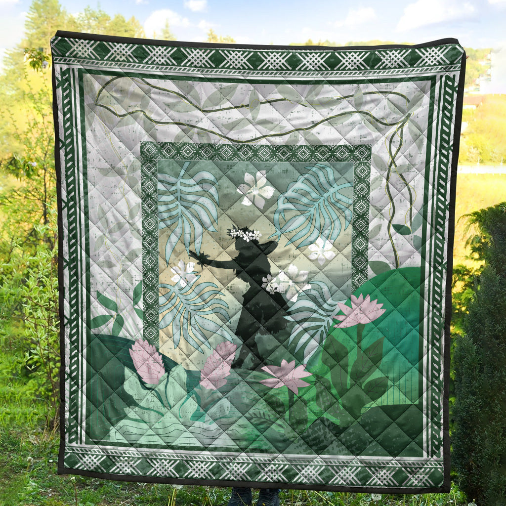 Hawaii Premium Quilt Hawaii Girl Hula Dancers With Tropical Flowers
