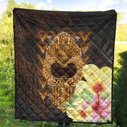 Hawaii Premium Quilt Ikaika Hawaiian With Hibiscus Flowers Retro Style