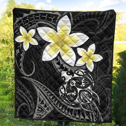 Hawaii Premium Quilt Hawaiian Turtle Honu Plumeria Tribal Tattoo
