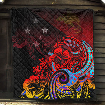 Papua New Guinea Premium Quilt Birds Of Paradise With Flag Color Style