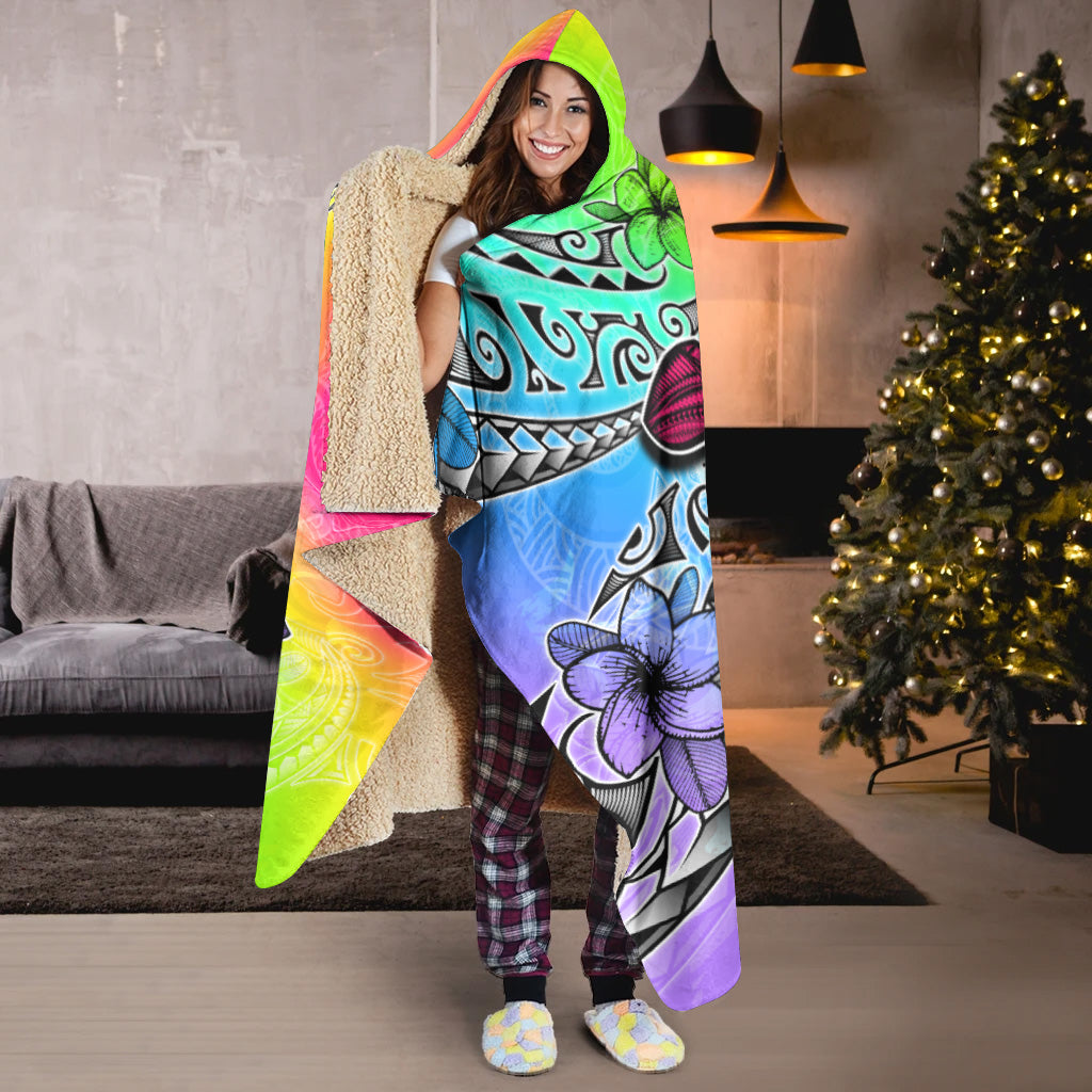 Hawaii Hooded Blanket Hawaii Map And Turtle Tribal Patterns