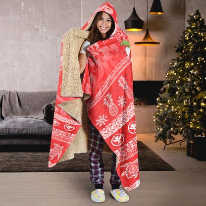 Hawaii Hooded Blanket Mele Kalikimaka Merry Christmas Tree Pineapple Tropical