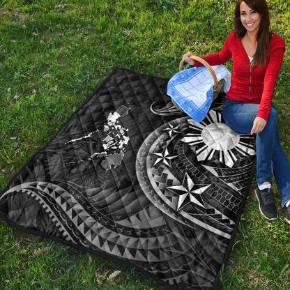 Philippines Filipinos Premium Quilt Philippines Sun Tribal Patterns Tropical Flowers Curve Style