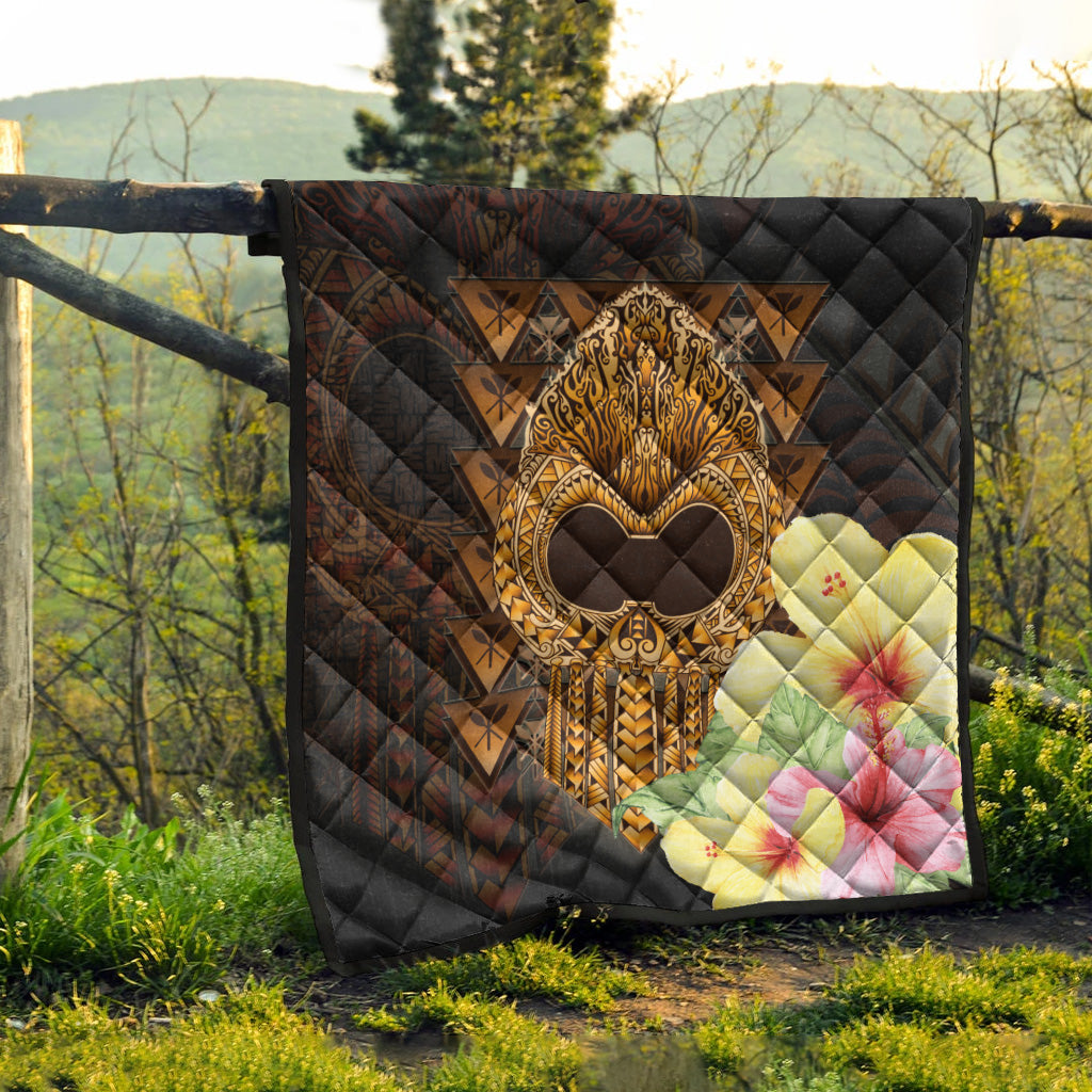 Hawaii Premium Quilt Ikaika Hawaiian With Hibiscus Flowers Retro Style