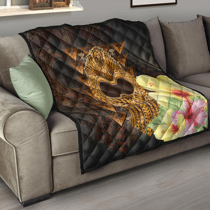 Hawaii Premium Quilt Ikaika Hawaiian With Hibiscus Flowers Retro Style