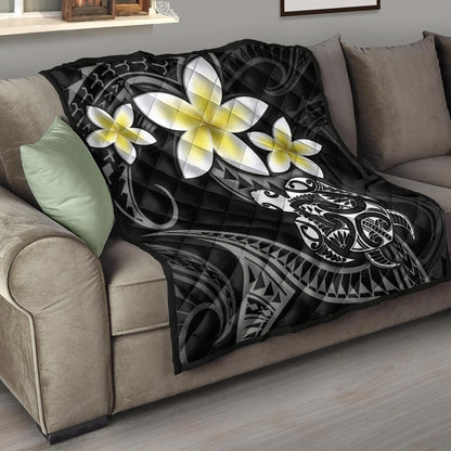 Hawaii Premium Quilt Hawaiian Turtle Honu Plumeria Tribal Tattoo