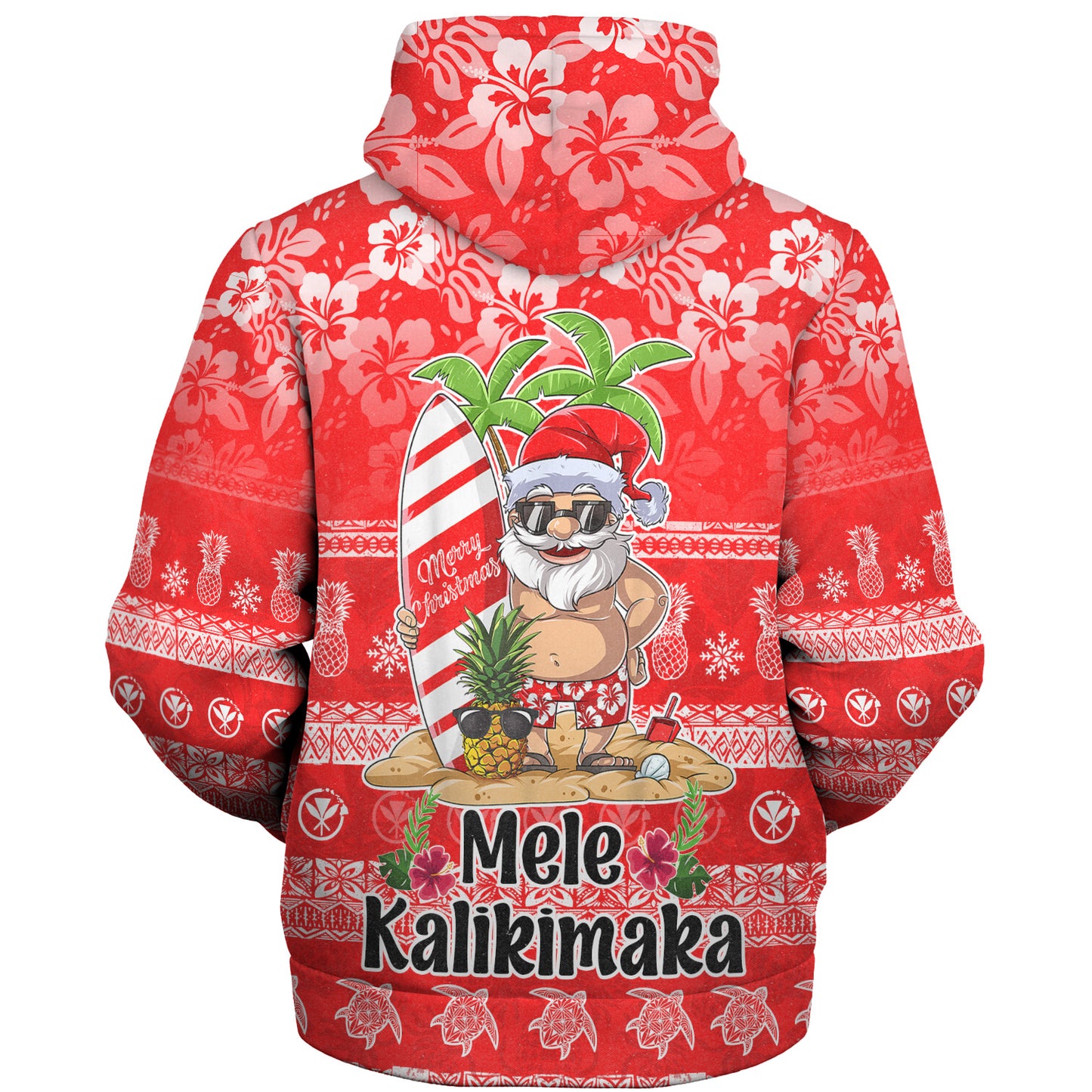 Hawaii Sherpa Hoodie Mele Kalikimaka Merry Christmas Tree Pineapple Tropical