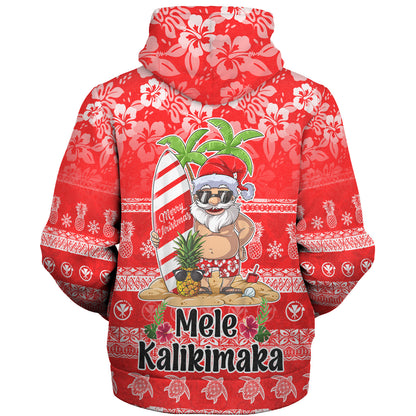Hawaii Sherpa Hoodie Mele Kalikimaka Merry Christmas Tree Pineapple Tropical