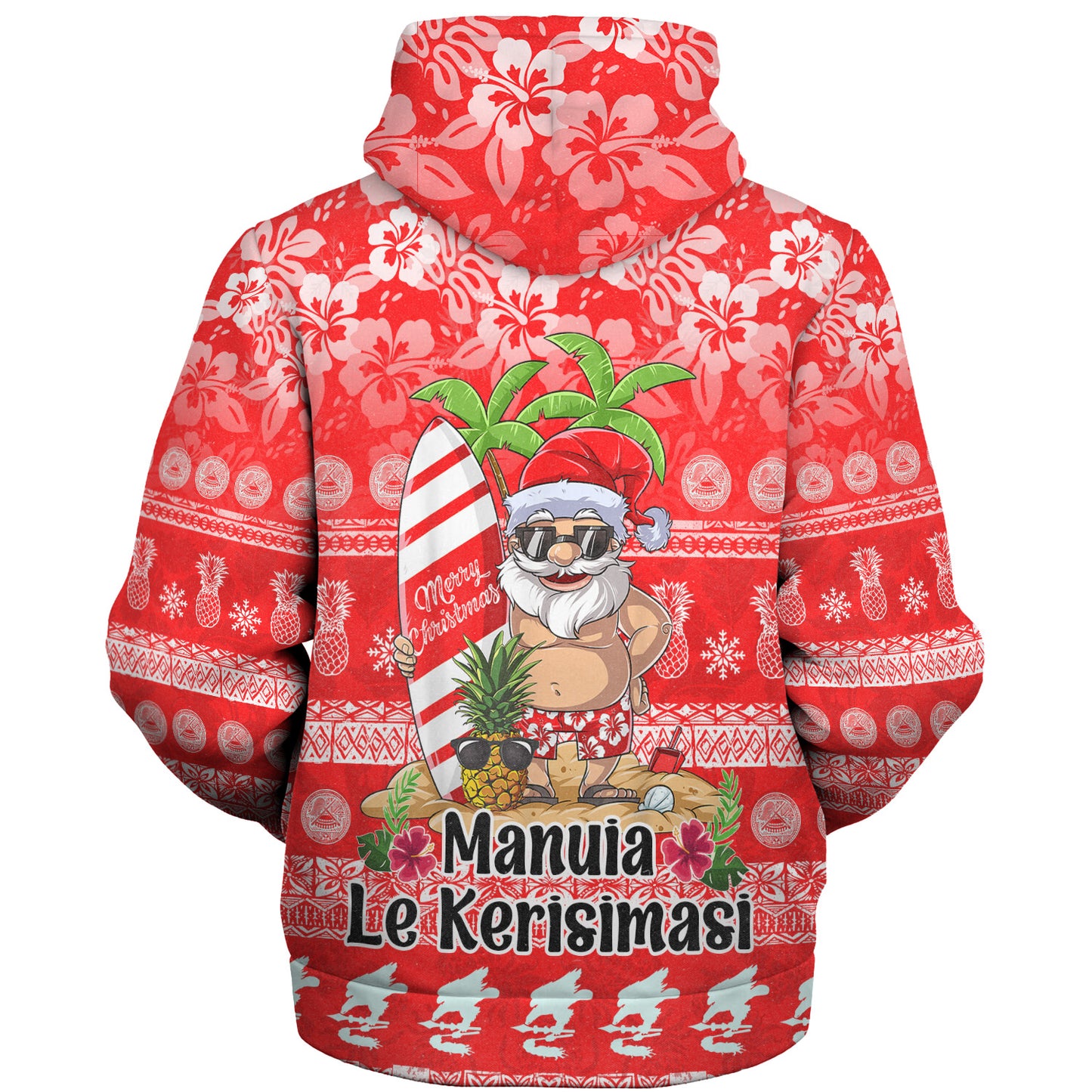 American Samoa Sherpa Hoodie Manuia Le Kerisimasi Tropical Xmas Patterns