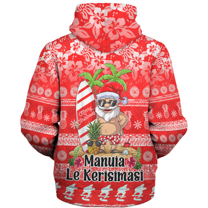 American Samoa Sherpa Hoodie Manuia Le Kerisimasi Tropical Xmas Patterns