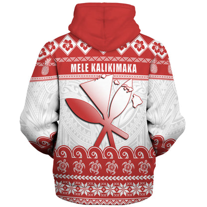 Hawaii Sherpa Hoodie Santa Surfing Merry Christmas Kanaka Maoli