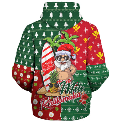 Hawaii Sherpa Hoodie Mele Kalikimaka Hawaii Christmas Patterns
