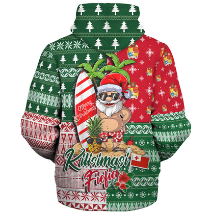 Tonga Sherpa Hoodie Kilisimasi Fiefia Tropical Xmas Patterns