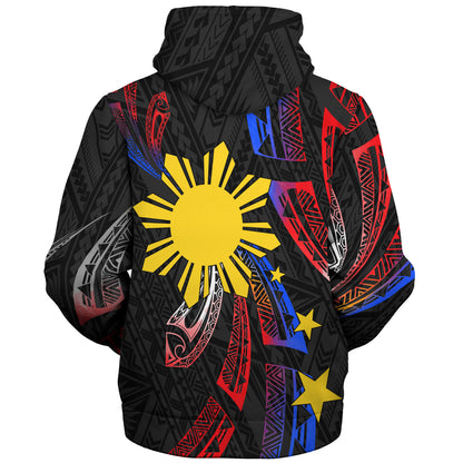 Philippines Filipinos Sherpa Hoodie Tribal Pattern Filipinos Sun