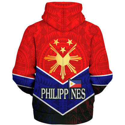 Philippines Filipinos Sherpa Hoodie Sun Filipinos Tribal Flowers Patterns