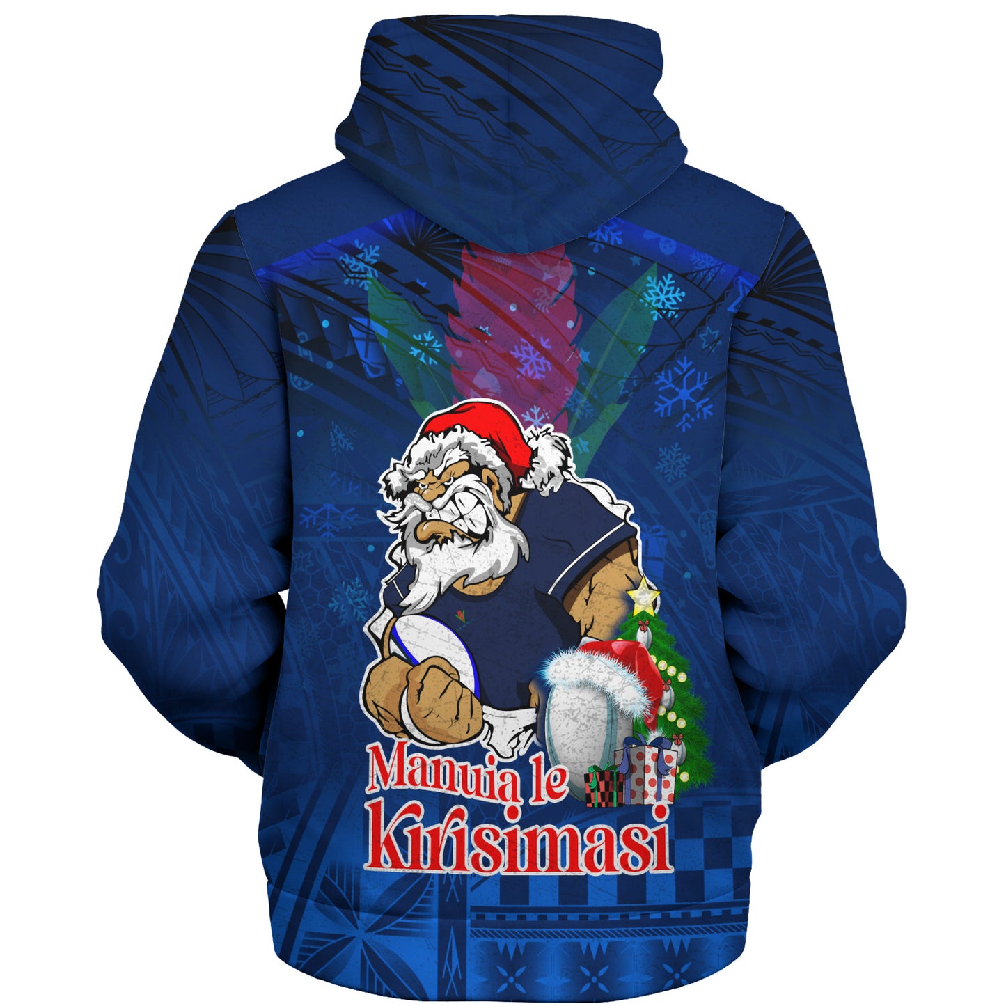 Samoa Sherpa Hoodie Manuia Le Kirisimasi Rugby Santa Style